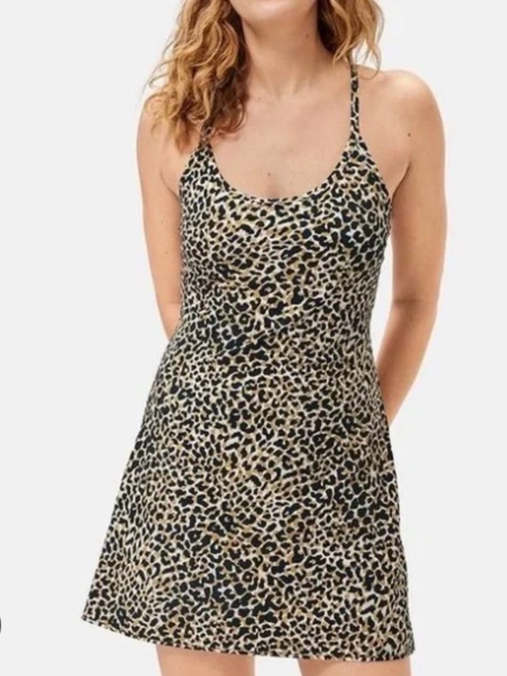 Outdoor Voices Leopard-Pattern Dress in Tan and Black